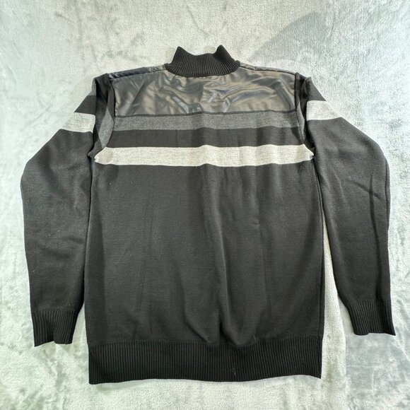 Red Ape men's sweater XLARGE pullover with synthetic leather shoulders and 1/4 z - Picture 13 of 15